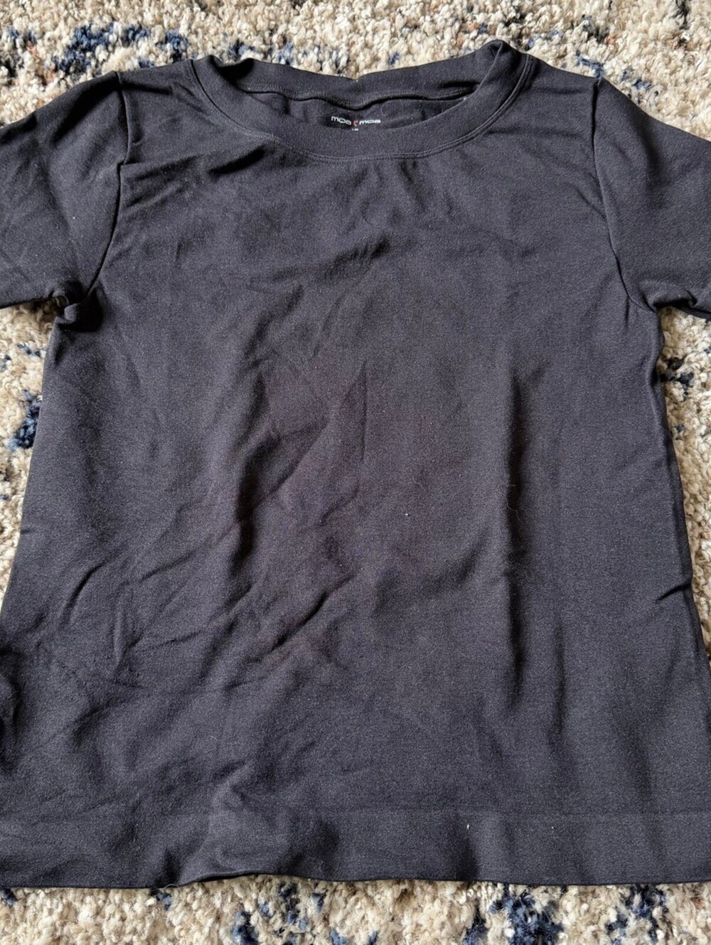 Moa Moa Short Sleeve Tee Black L/XL Seamless Stretch Crew Neck